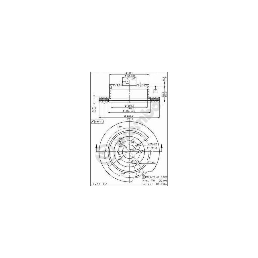 BREMBO 09 4254 10 Brake Disc Internally Vented