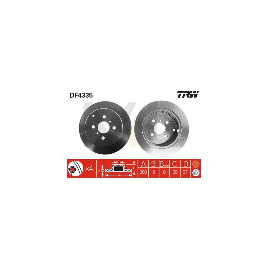 TRW DF4335 Brake Disc Solid, Painted | Performance Parts Direct Car Parts
