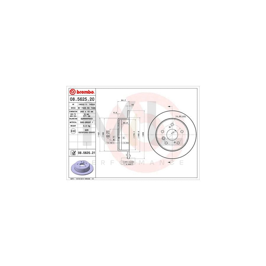 BREMBO 08.5625.20 Brake Disc Solid - 1 piece