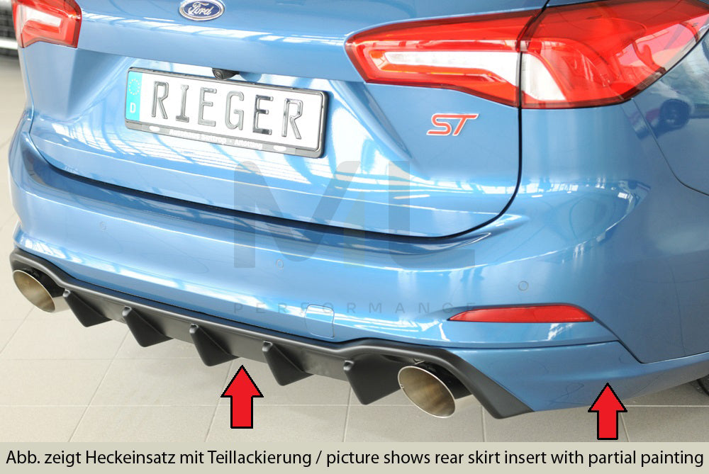 Rieger 00034212 Ford DEH Focus 4 Rear Diffuser for Sport Tailpipe Left & Right (Inc. Focus 4 ST) - Matte Black