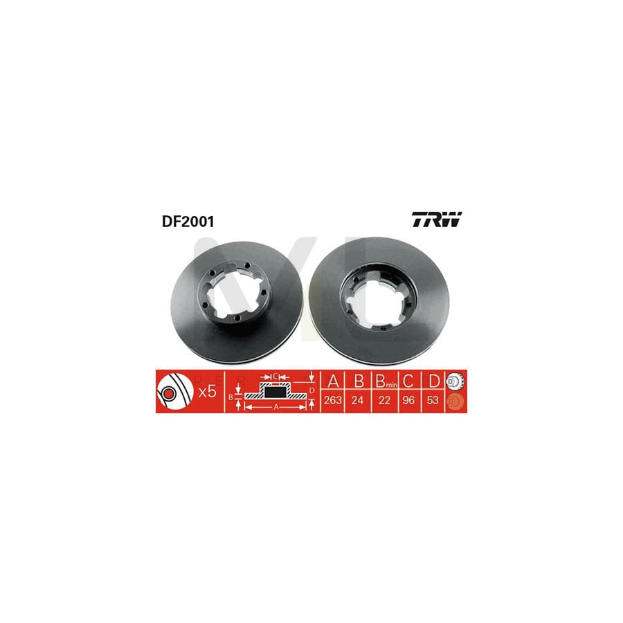 TRW DF2001 Brake Disc Vented, Painted | Performance Parts Direct Car Parts