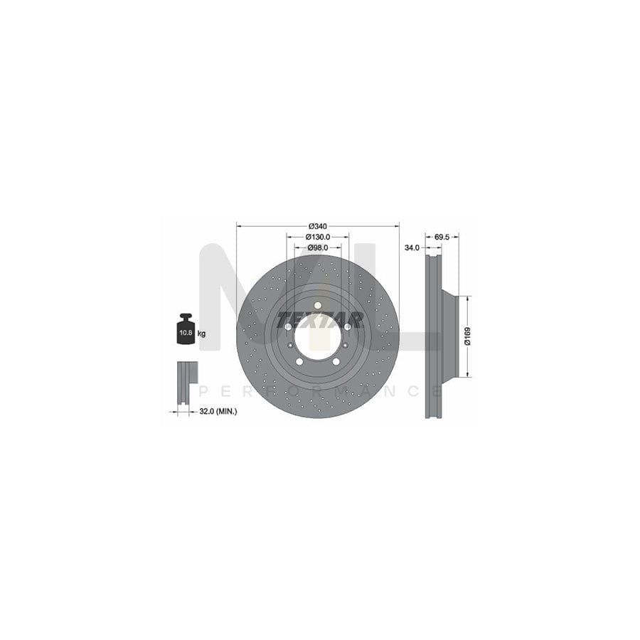 TEXTAR PRO+ 92287905 Brake Disc Internally Vented, Perforated, Coated, High-carbon, without wheel hub, without wheel studs | Performance Parts Direct Car Parts