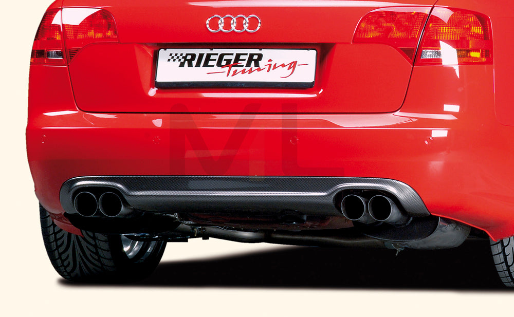 Rieger 00099023 Audi 8E B7 A4 Rear Diffuser for Twin Tailpipe Left & Right - Carbon-Look