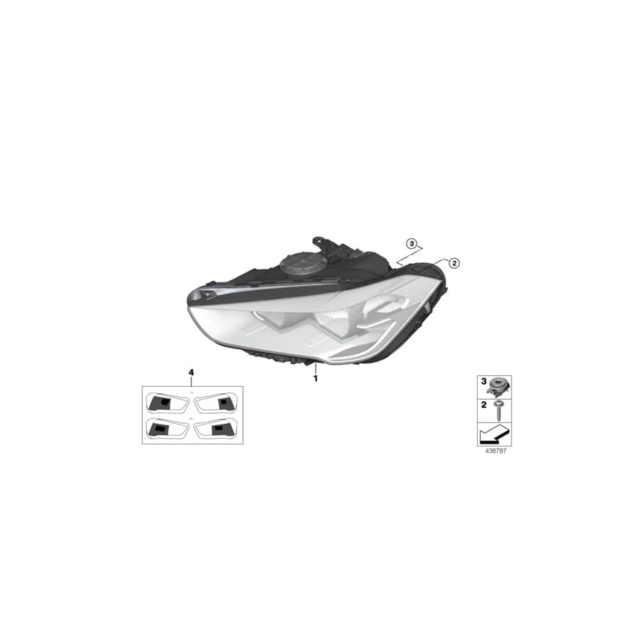 Genuine BMW 63117436462 F48 Headlight With Led Technology, Right (Inc. X1 18d, X1 20iX & X1 18dX) |