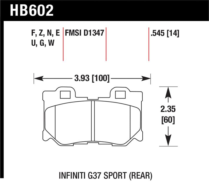 Hawk Performance Hawk 10-11 Infiniti FX50 / 09-10 G37 / 09-10 Nissan 370Z DTC-70 Race Rear Brake Pads