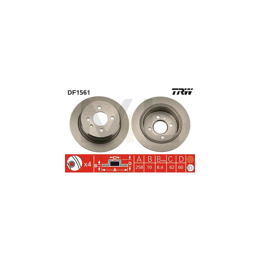 TRW DF1561 Brake Disc for BMW 3 Series Solid, Painted | Performance Parts Direct Car Parts