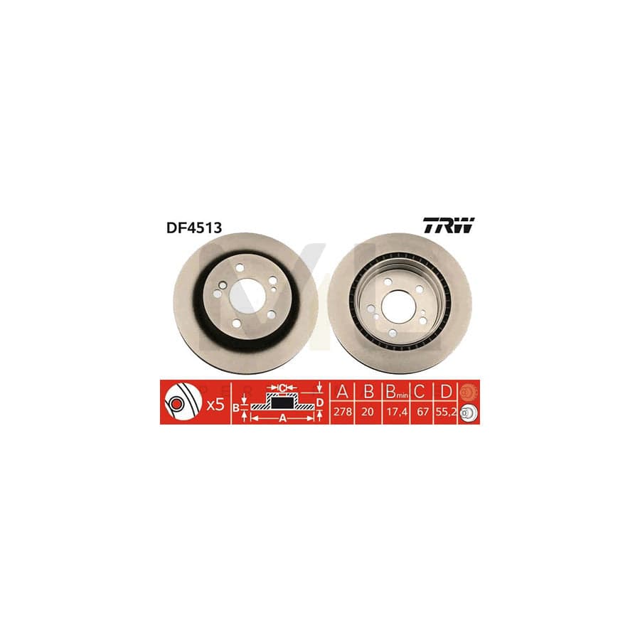 TRW DF4513 Brake Disc Vented, Painted | Performance Parts Direct Car Parts