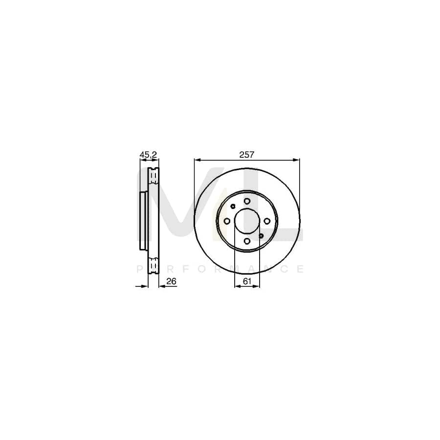 BOSCH 0 986 478 835 Brake Disc Internally Vented, Vented, Oiled | Performance Parts Direct Car Parts