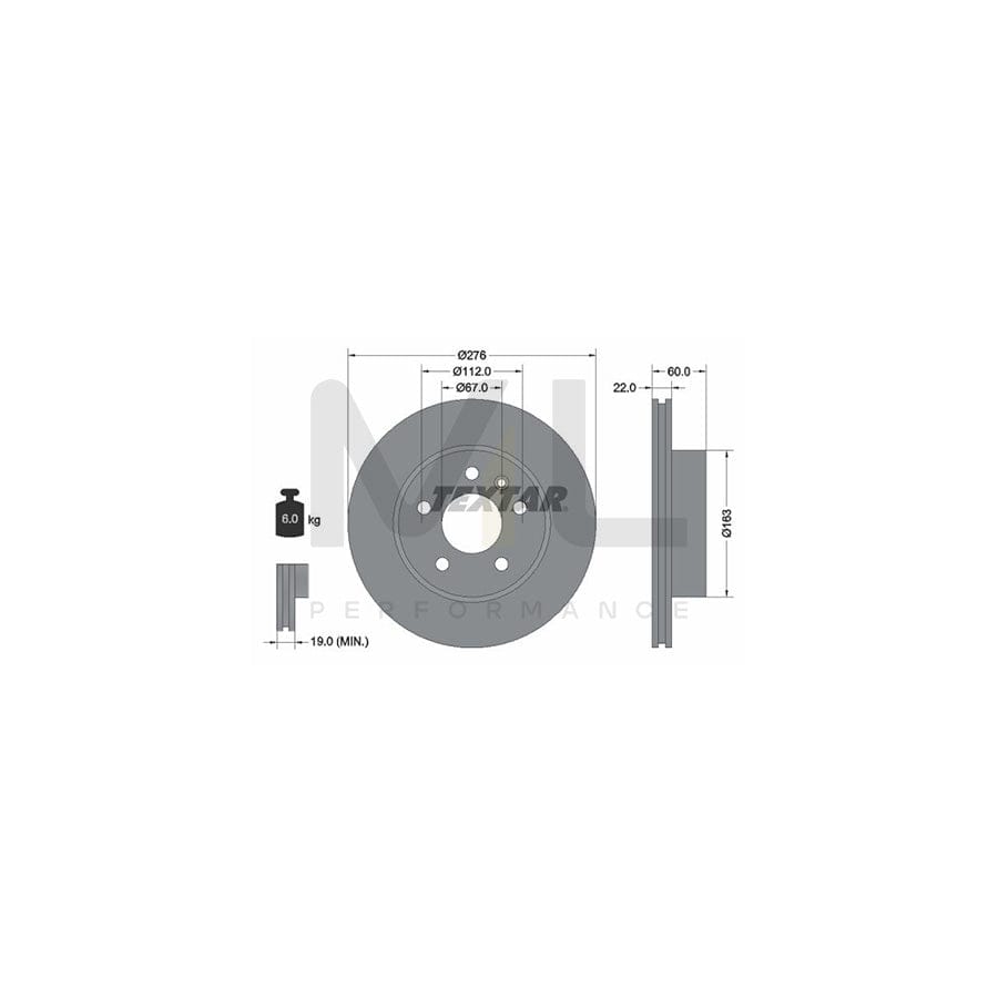 TEXTAR PRO 92074403 Brake Disc Internally Vented, Coated, without wheel hub, without wheel studs | Performance Parts Direct Car Parts