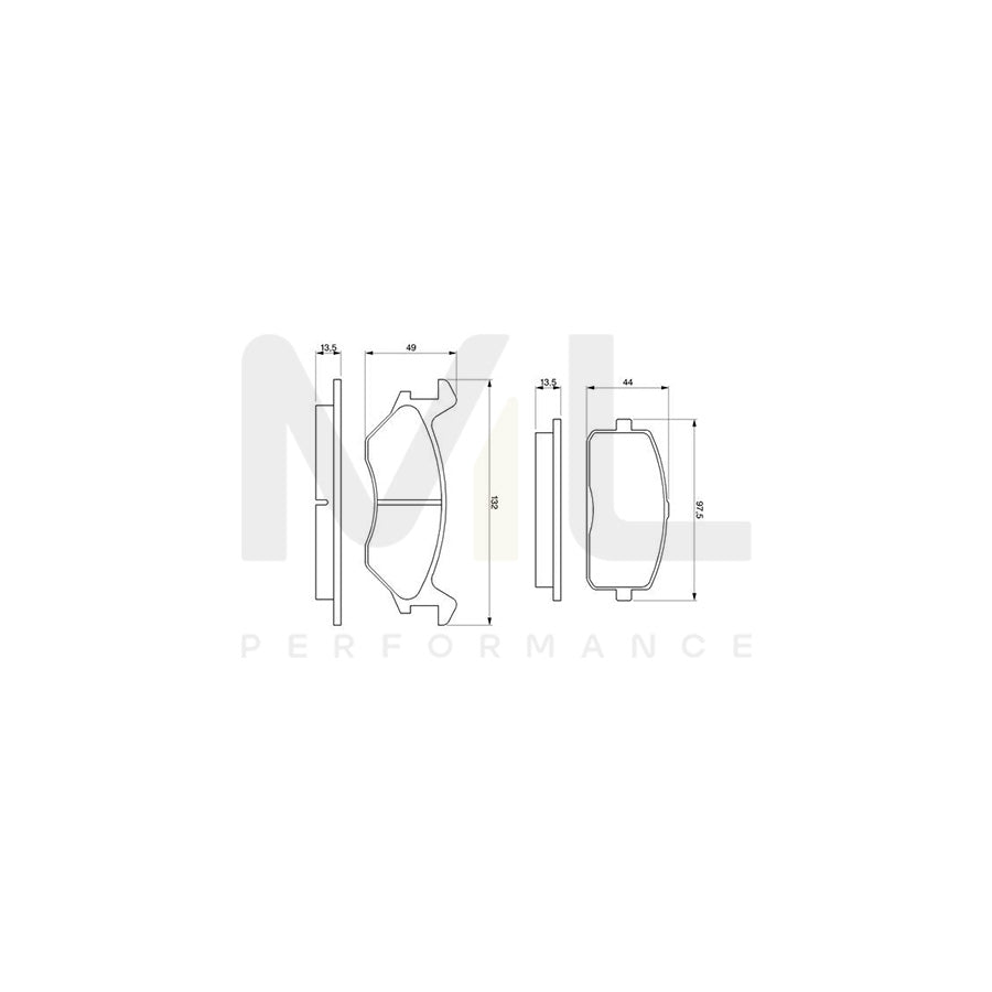 Bosch 0986466051 Brake Pad Set For Toyota Tercel I Hatchback (L10) BP677 | Performance Parts Direct Car Parts