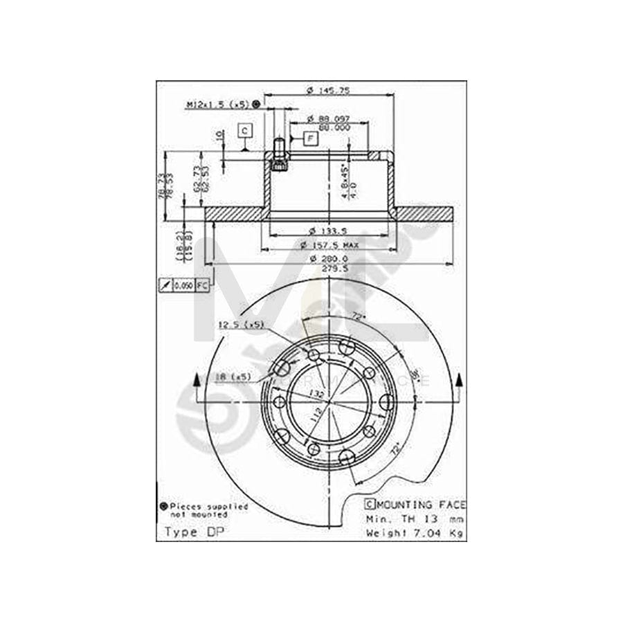 BREMBO 08.3959.20 Brake Disc Solid, with bolts/screws - 1 piece