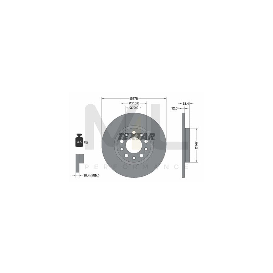 TEXTAR 92326503 Brake Disc Solid, Coated, without wheel hub, without wheel studs | Performance Parts Direct Car Parts