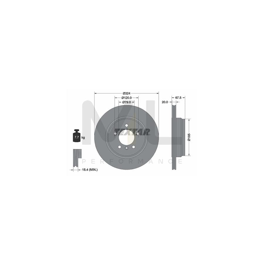 TEXTAR PRO 92123103 Brake Disc for BMW 7 (E65, E66, E67) Externally Vented, Coated, without wheel hub, without wheel studs | Performance Parts Direct Car Parts