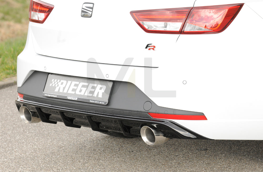 Rieger 00088104 SEAT 5F Leon FR Rear Diffuser for Sport Tailpipe Left & Right - Glossy Black