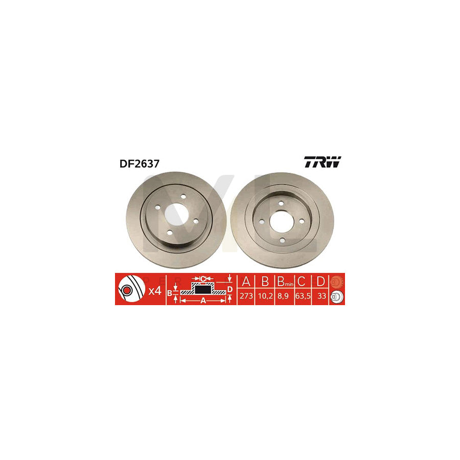 TRW DF2637 Brake Disc Solid | Performance Parts Direct Car Parts