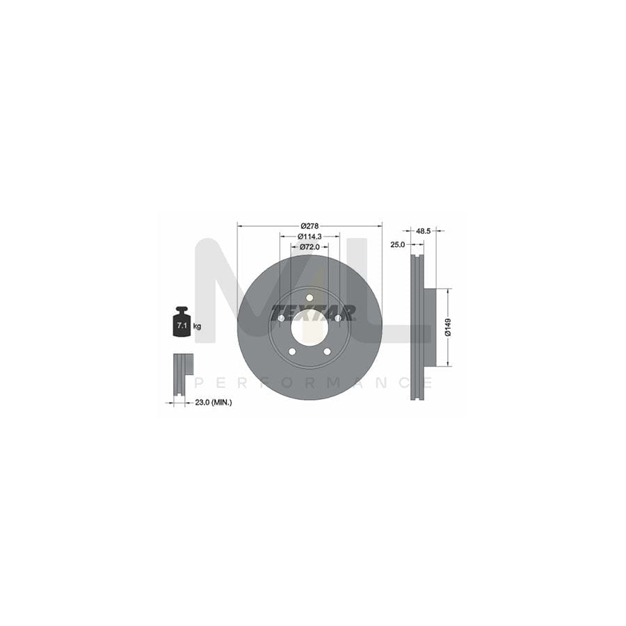 TEXTAR 92130300 Brake Disc Internally Vented, without wheel hub, without wheel studs | Performance Parts Direct Car Parts
