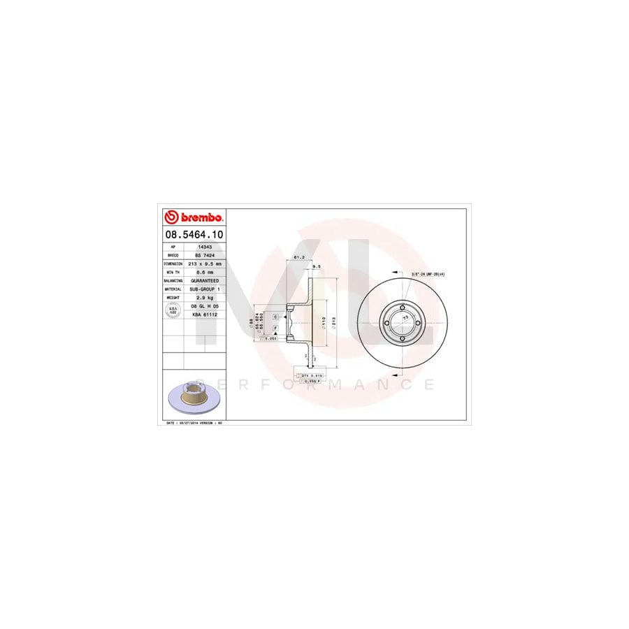 BREMBO 08.5464.10 Brake Disc Solid - 1 piece