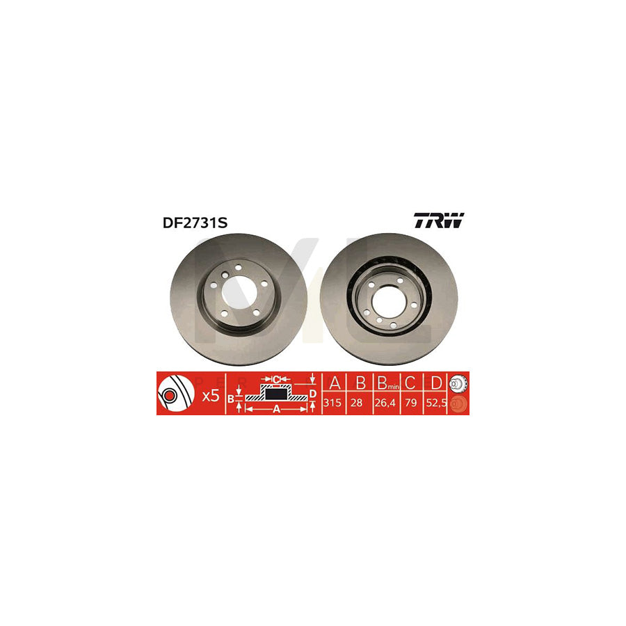 TRW DF2731S Brake Disc Vented, Painted | Performance Parts Direct Car Parts