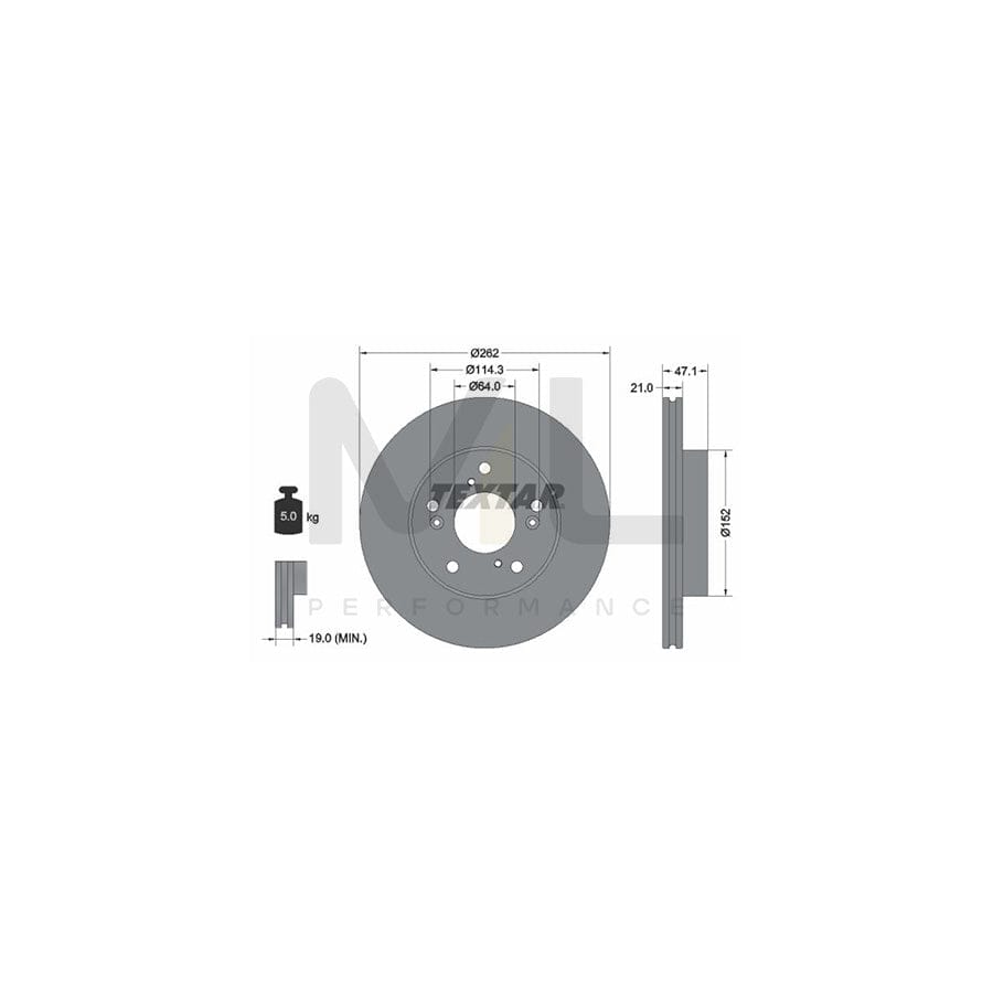 TEXTAR 92294503 Brake Disc for HONDA CIVIC Internally Vented, Coated, without wheel hub, without wheel studs | Performance Parts Direct Car Parts