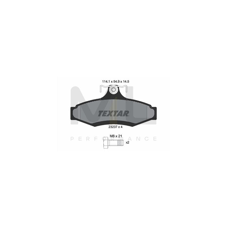 TEXTAR 2323701 Brake pad set not prepared for wear indicator, with brake caliper screws