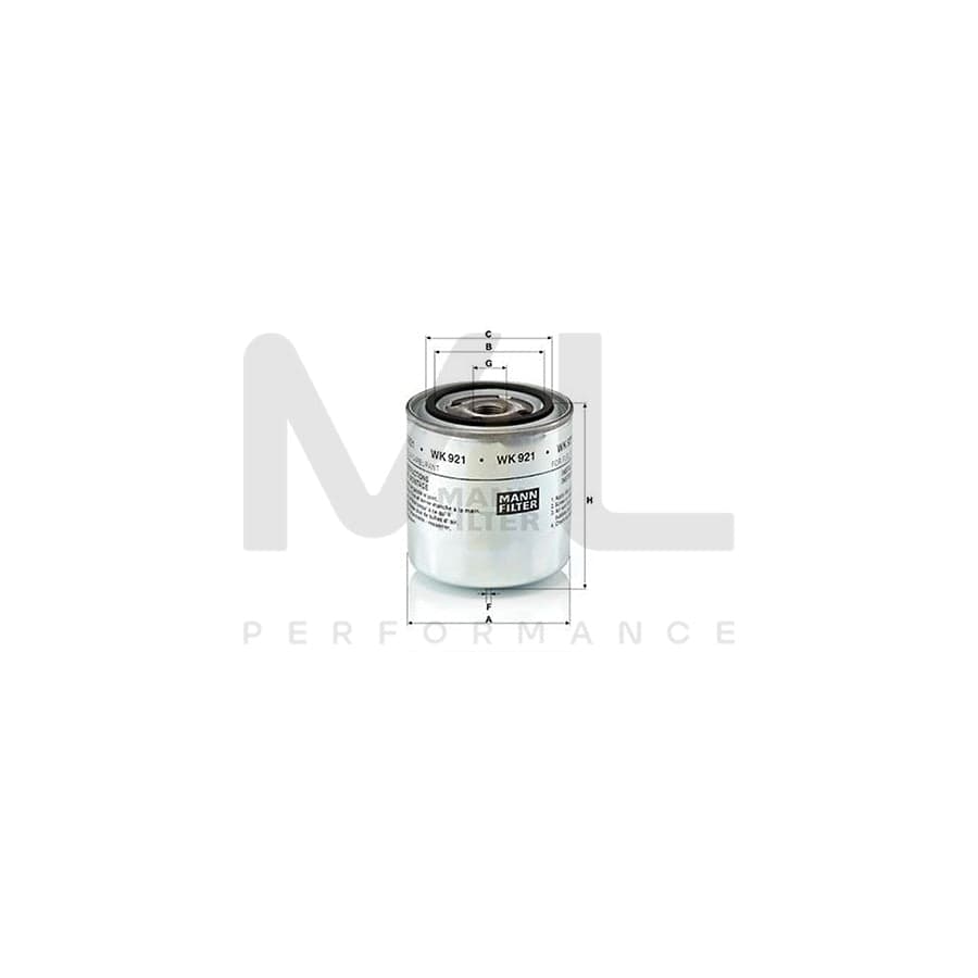 MANN-FILTER WK 921 Fuel filter Spin-on Filter