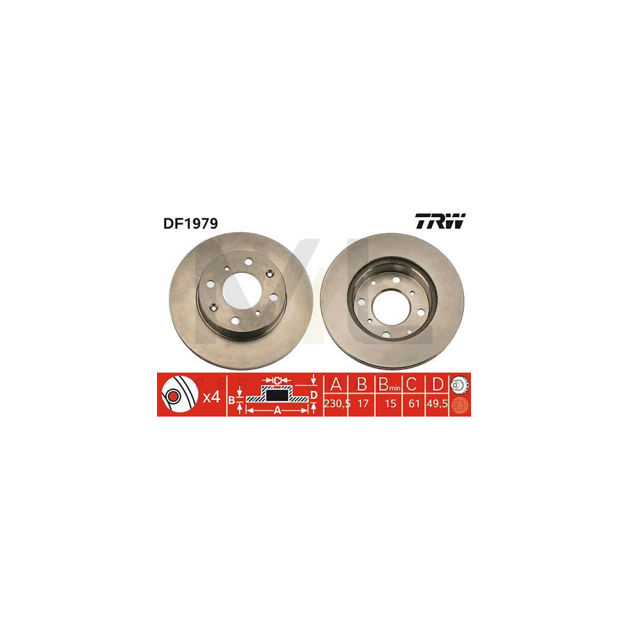 TRW DF1979 Brake Disc Vented | Performance Parts Direct Car Parts