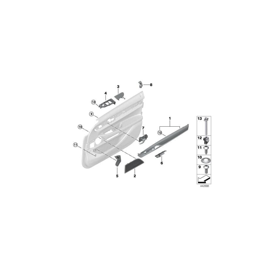 Genuine BMW 51417406266 G11 G12 Switch Cover, Driver SCHWARZ (Inc. 725Ld, 740LdX & 740dX)
