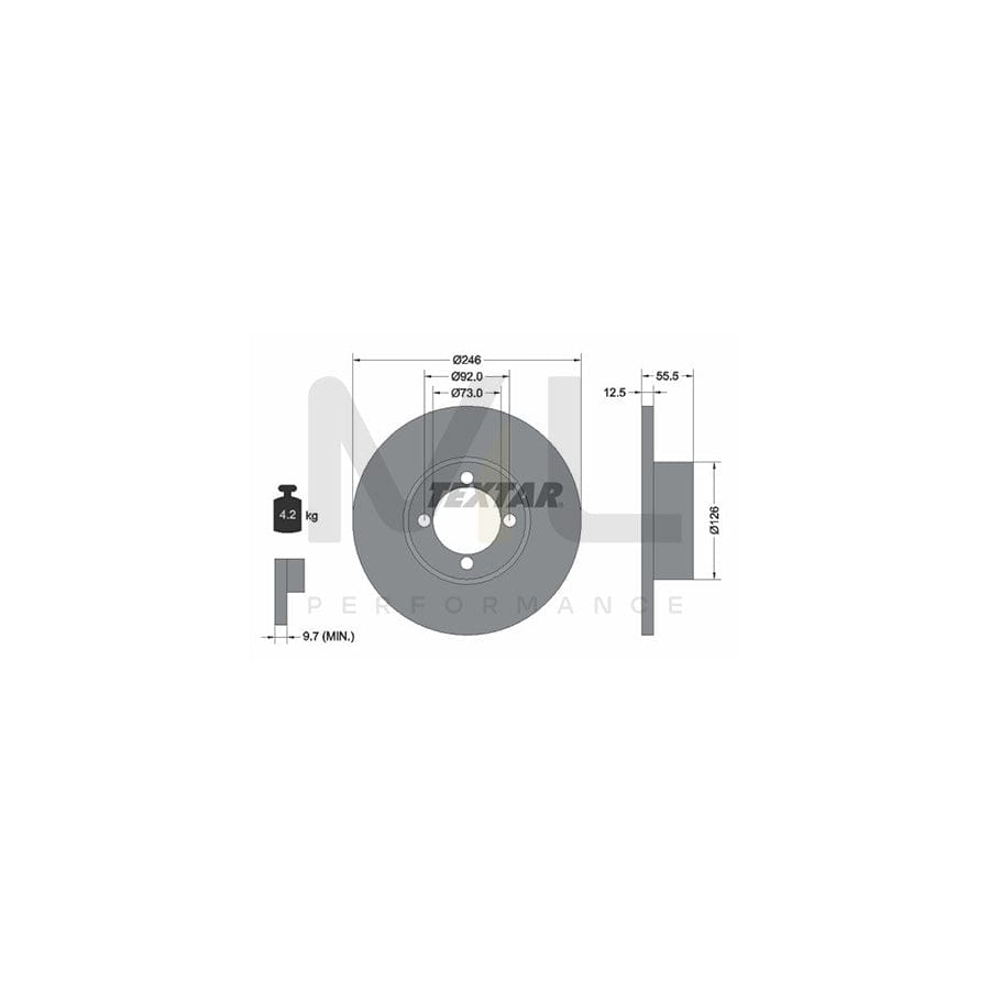 TEXTAR 92010700 Brake Disc Solid, without wheel hub, without wheel studs | Performance Parts Direct Car Parts