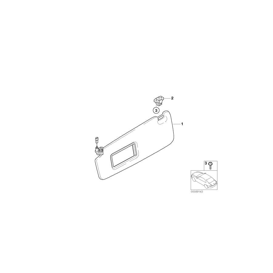 Genuine BMW 51169151526 E65 E66 Sun Visor Bracket STEINGRAU (Inc. 750i, 760i & 745Li)