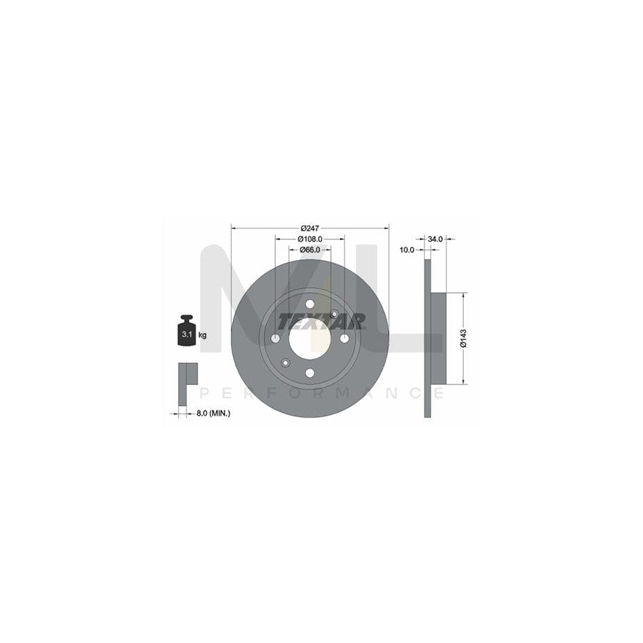 TEXTAR 92029800 Brake Disc Solid, without wheel hub, without wheel studs | Performance Parts Direct Car Parts