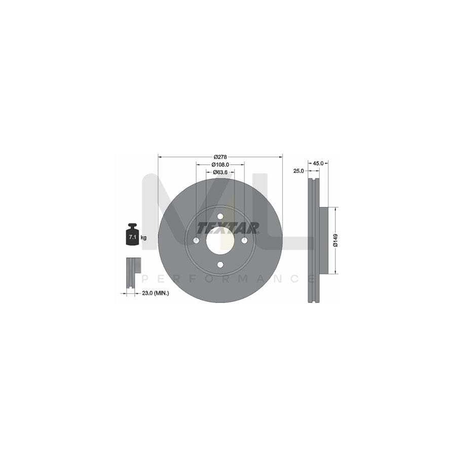 TEXTAR PRO 92159003 Brake Disc for FORD Fiesta Mk5 Hatchback (JH1, JD1, JH3, JD3) Internally Vented, Coated, without wheel hub, without wheel studs | Performance Parts Direct Car Parts
