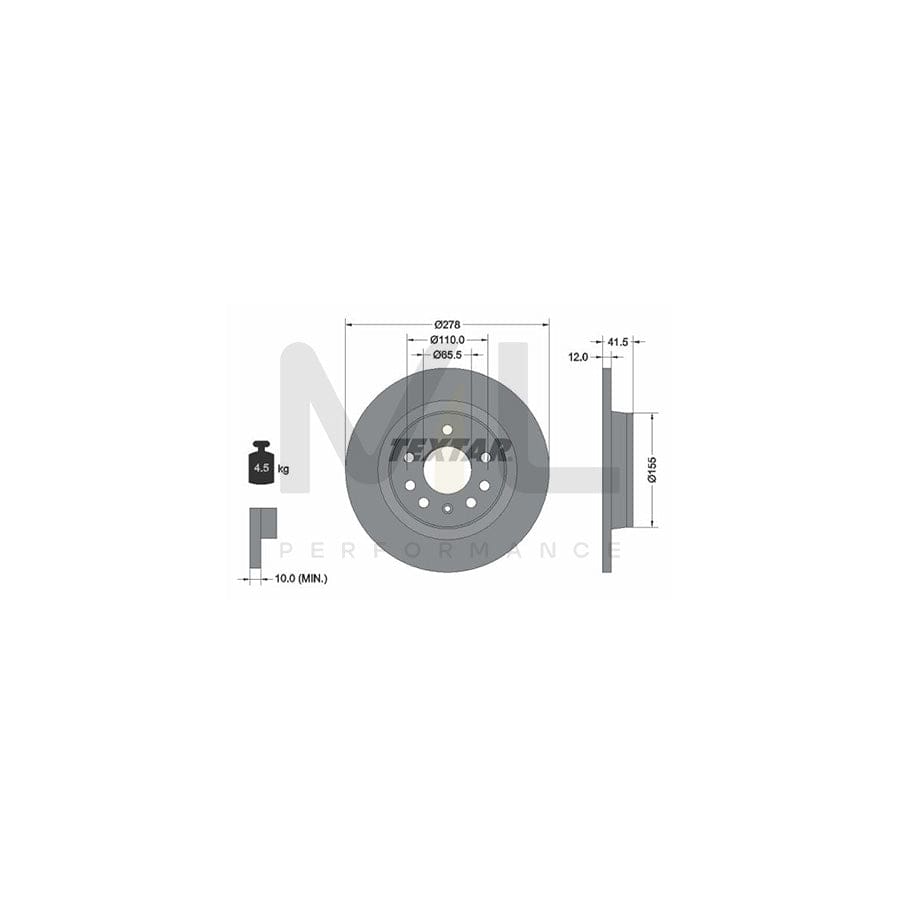 TEXTAR 92118500 Brake Disc Solid, without wheel hub, without wheel studs | Performance Parts Direct Car Parts
