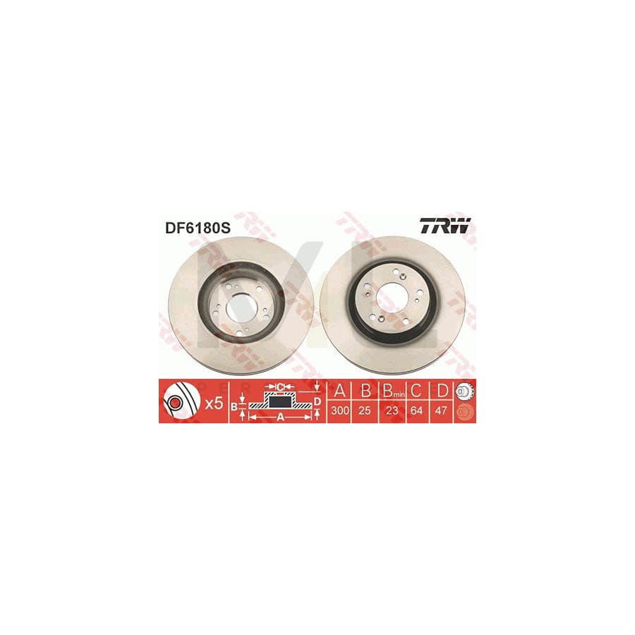 TRW DF6180S Brake Disc Vented, Painted | Performance Parts Direct Car Parts