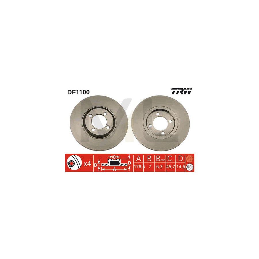 TRW DF1100 Brake Disc Solid | Performance Parts Direct Car Parts