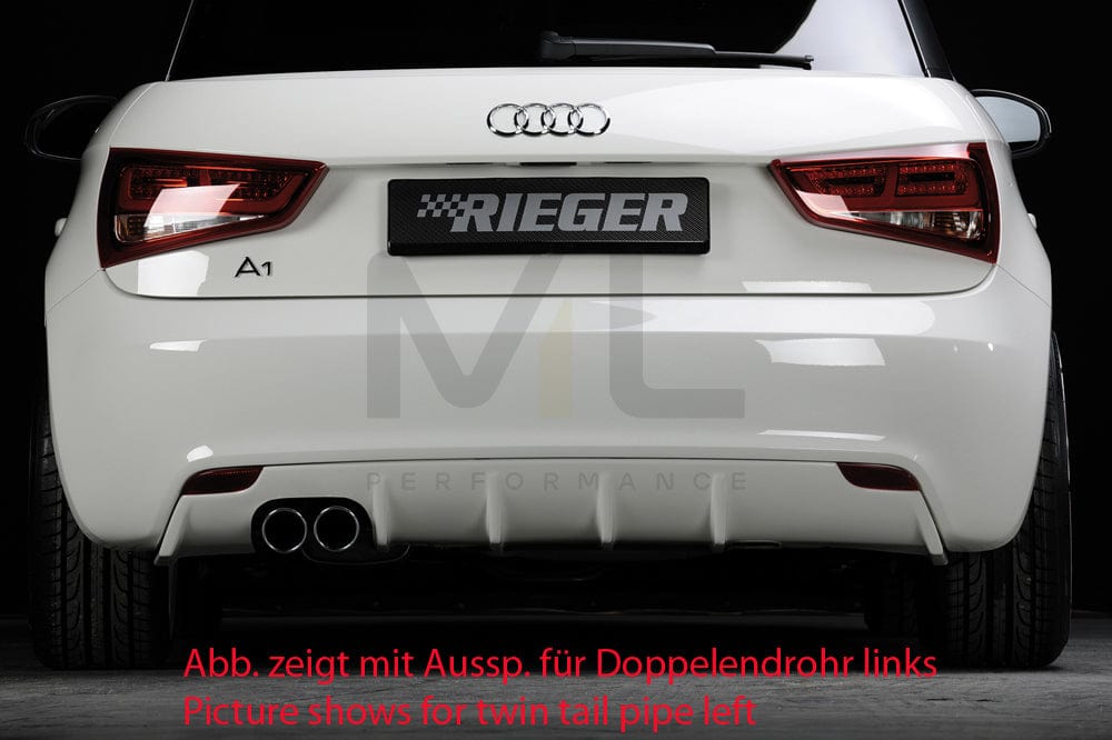 Rieger 00044106 Audi 8X A1 Rear Diffuser for Original Tailpipe Left - Matte Black