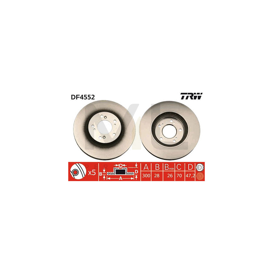 TRW DF4552 Brake Disc Vented, High-carbon | Performance Parts Direct Car Parts
