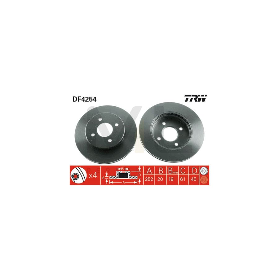 TRW DF4254 Brake Disc Vented, Painted | Performance Parts Direct Car Parts