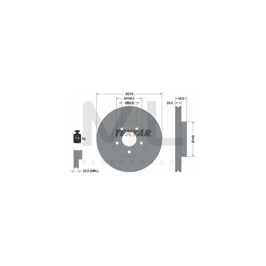 TEXTAR 92141200 Brake Disc Internally Vented, without wheel hub, without wheel studs | Performance Parts Direct Car Parts