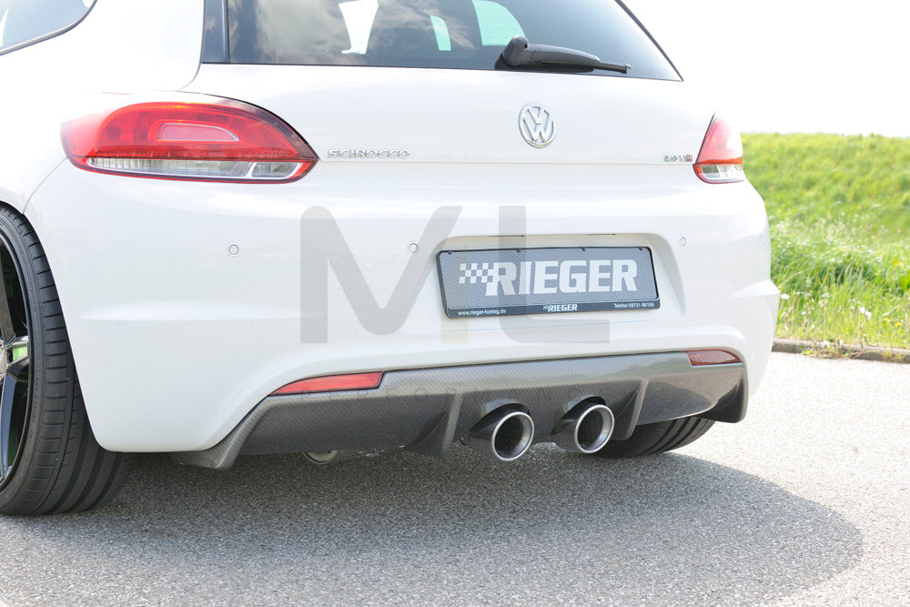 Rieger 00099255 VW 13 Mk3 Scirocco Rear Diffuser for Twin Tailpipe Centre - Carbon-Look