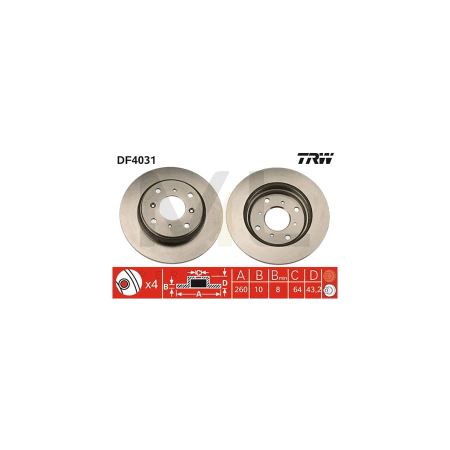 TRW DF4031 Brake Disc Solid | Performance Parts Direct Car Parts