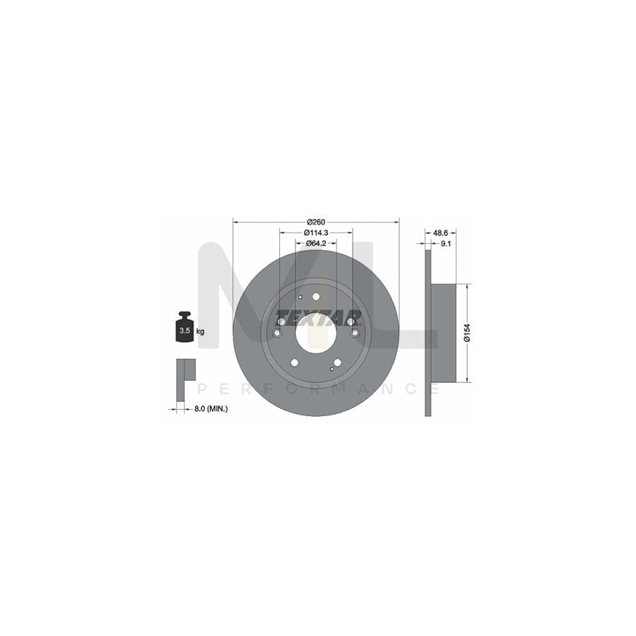 TEXTAR PRO 92227603 Brake Disc Solid, Coated, without wheel hub, without wheel studs | Performance Parts Direct Car Parts