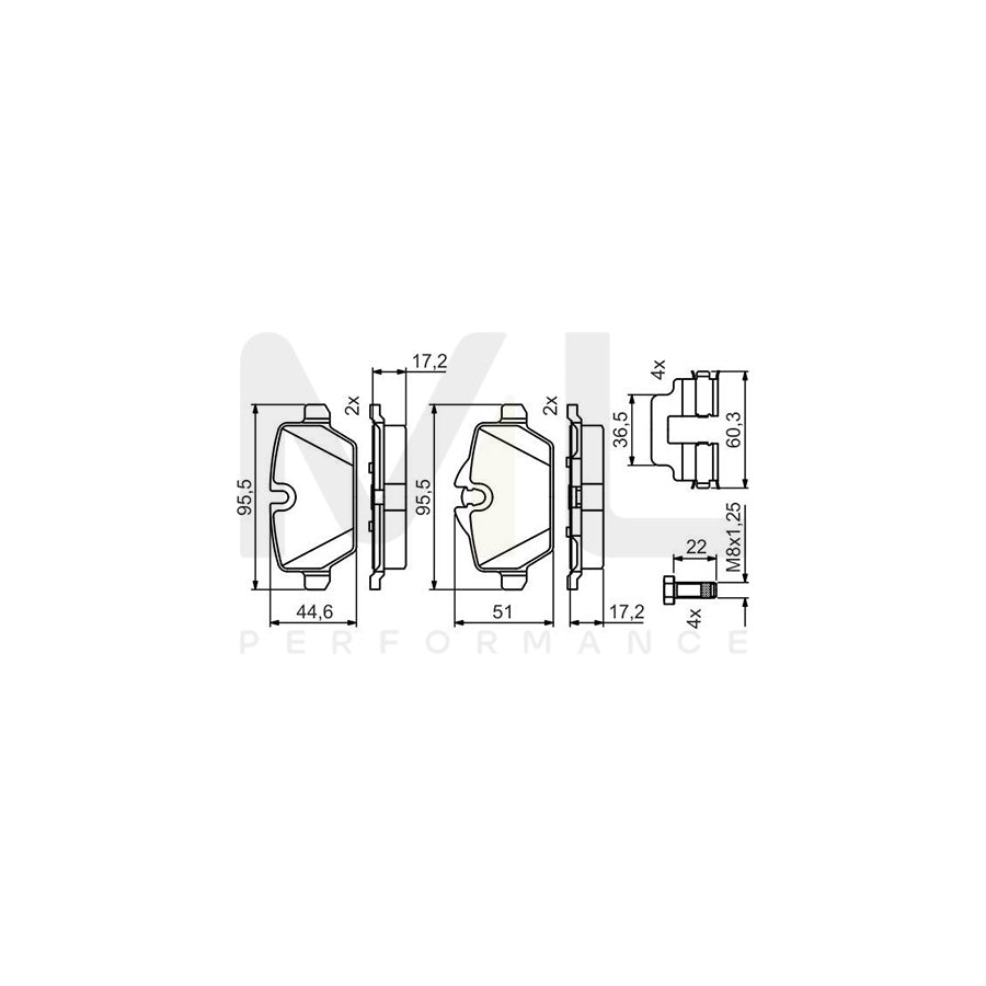 Bosch 0986495477 Brake Pad Set BP2109 | Performance Parts Direct Car Parts