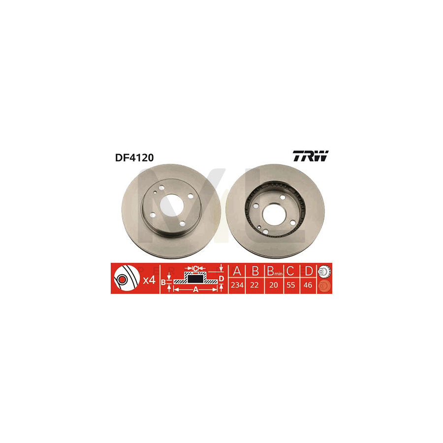 TRW DF4120 Brake Disc for MAZDA 323 Vented | Performance Parts Direct Car Parts