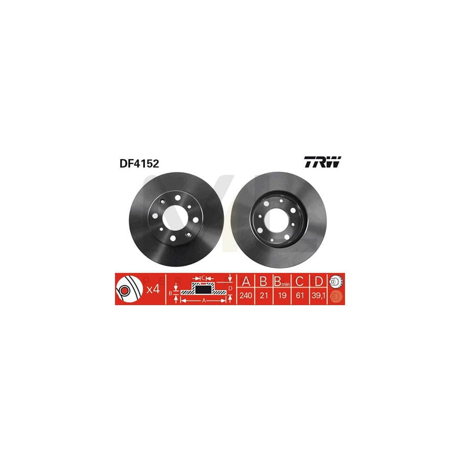 TRW DF4152 Brake Disc Vented, Painted | Performance Parts Direct Car Parts