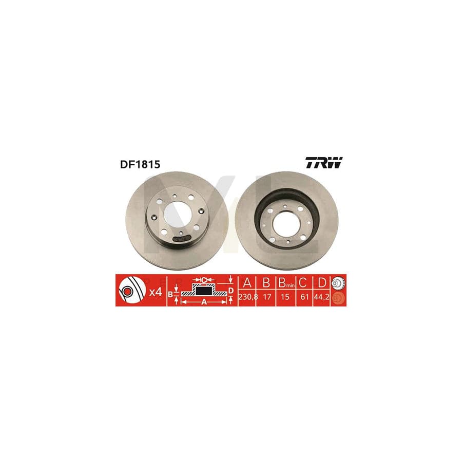 TRW DF1815 Brake Disc Vented, Painted | Performance Parts Direct Car Parts