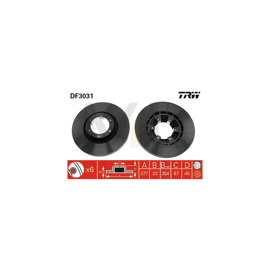 TRW DF3031 Brake Disc Vented | Performance Parts Direct Car Parts