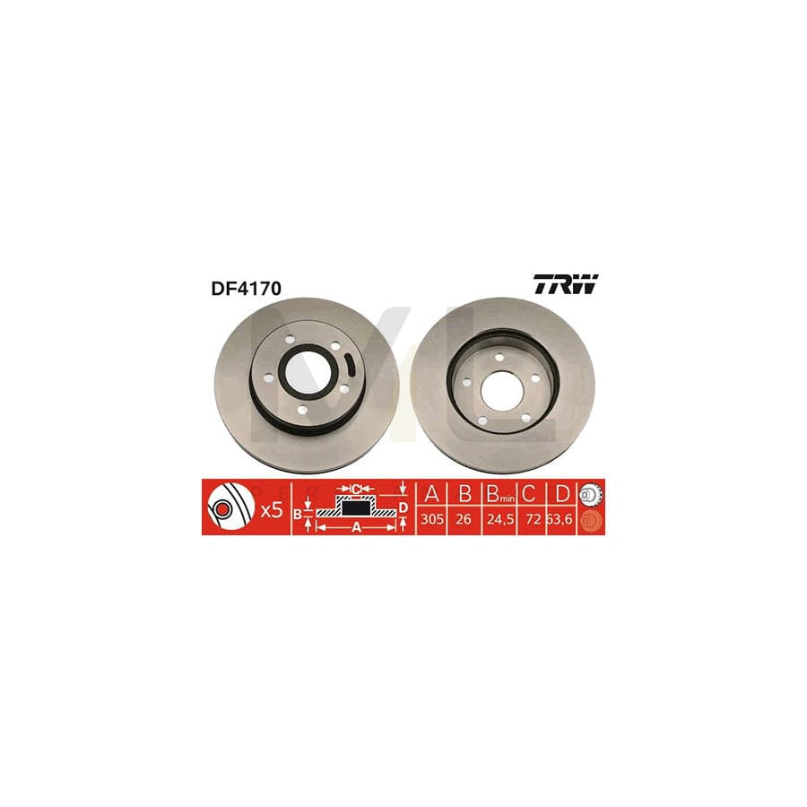 TRW DF4170 Brake Disc Vented, Painted | Performance Parts Direct Car Parts