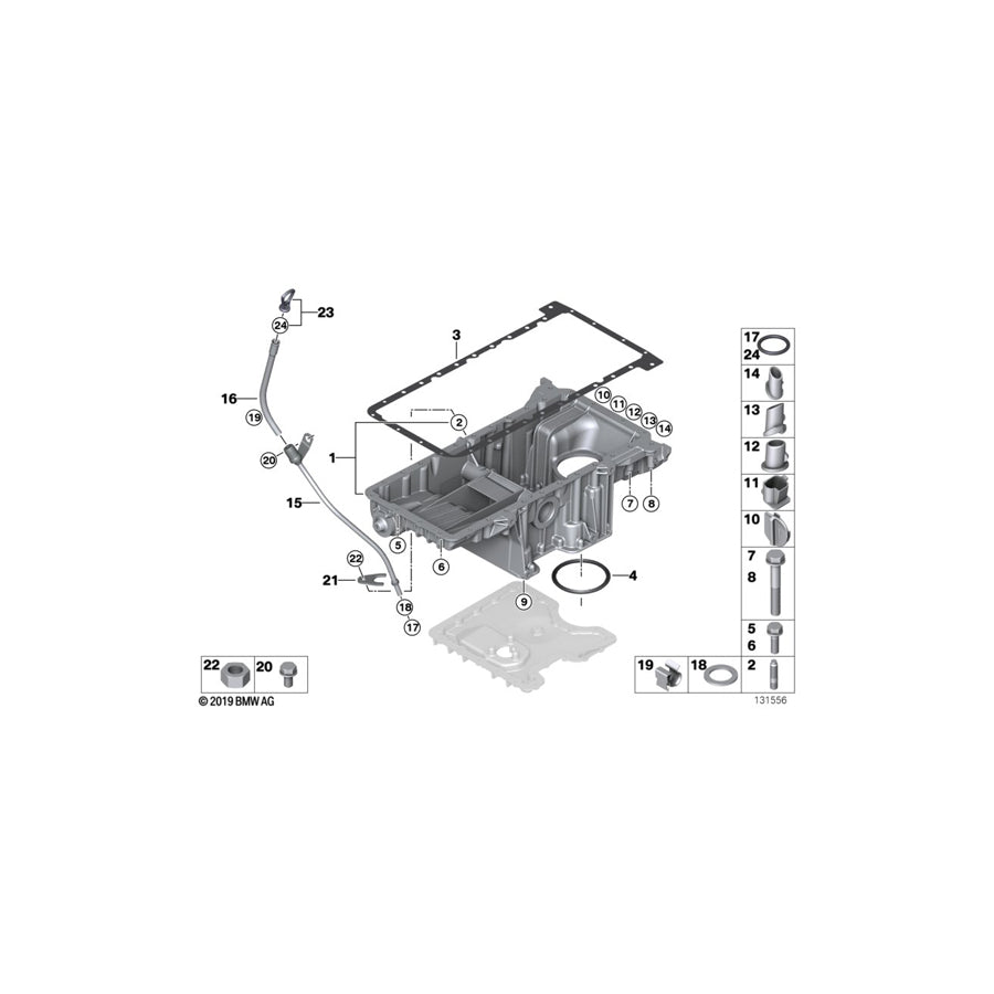 Genuine BMW 11137539009 E53 Oil Pan Upper Part (Inc. X5 4.4i & X5 4.8is) |
