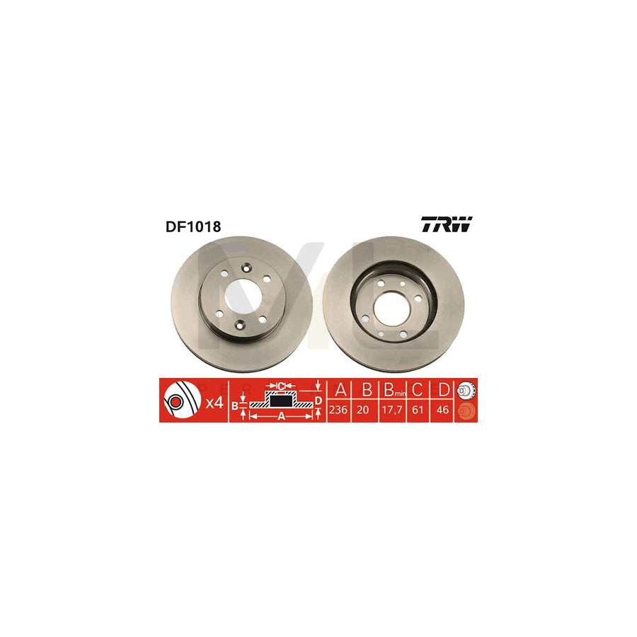TRW DF1018 Brake Disc Vented | Performance Parts Direct Car Parts