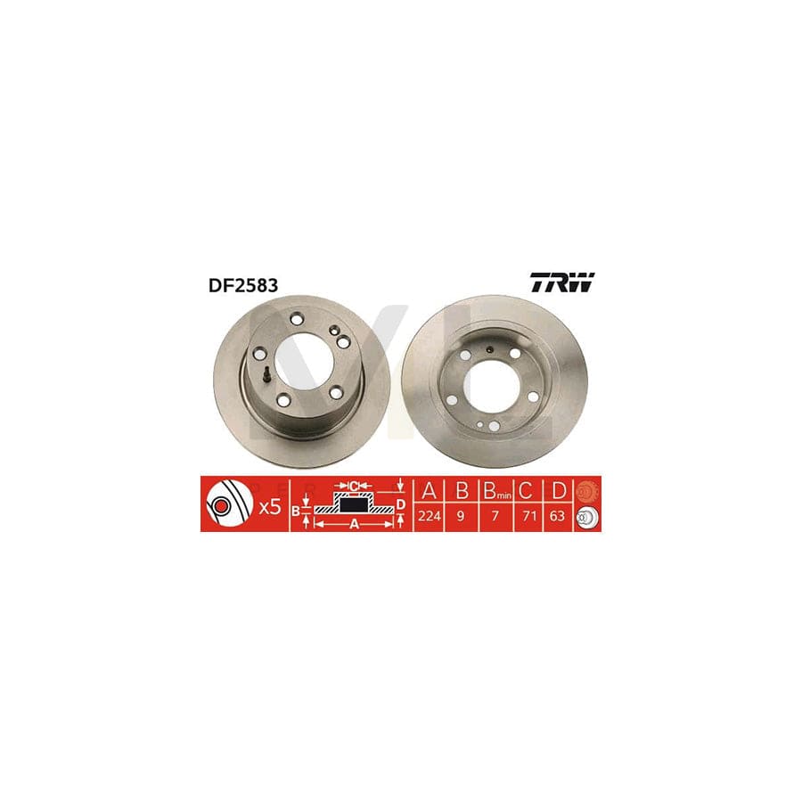 TRW DF2583 Brake Disc for CITRO??? XM Solid, Painted | Performance Parts Direct Car Parts